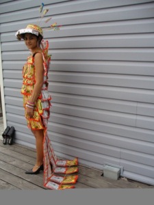 dress made from ramen noodles packages